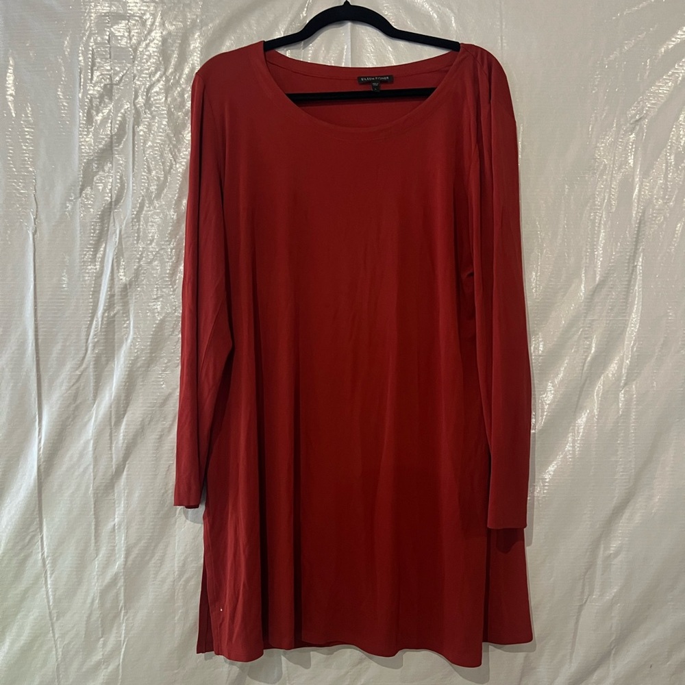 Eileen Fisher Red Long Sleeve Dress Size Large